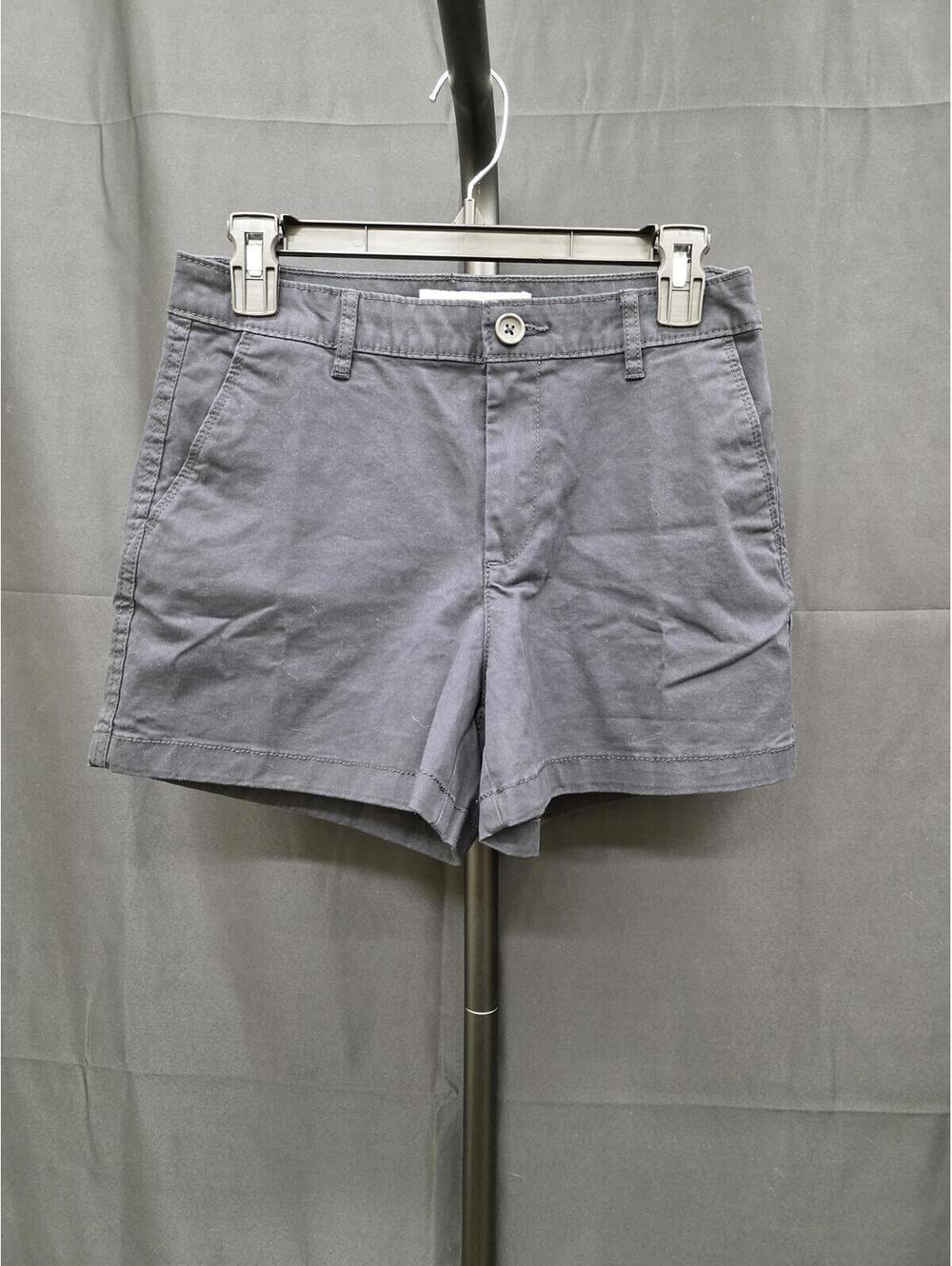 AMAZON ESSENTIALS MID‑RISE SLIM‑FIT KHAKI SHORTS BLACK 3.5" SIZE 8